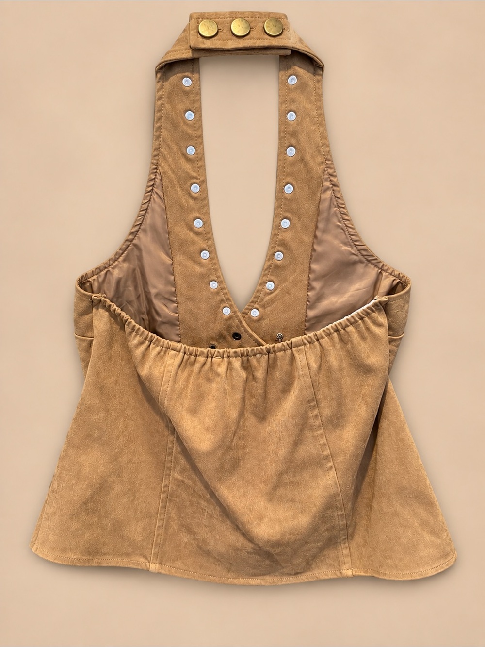 12th Tribe Thatcher Camel Suede Studded Top Halter Vest Top Size S NWT - Picture 2 of 2
